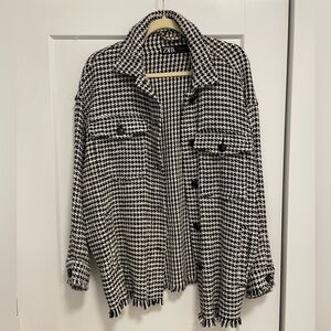 Zara Monochrome Houndstooth Jacket